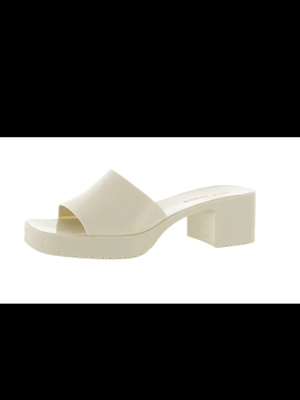 Steve Madden Off White Chunky Block Heel Slide Sandals Platform Size 11M - Picture 6 of 10